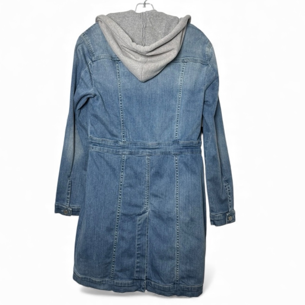 bebe NWT 3-in-1 Denim Trench Coat w/ Removable Hoodie Small - Picture 12 of 16